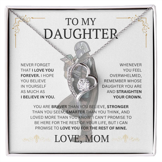 To My Daughter | Grogu and Mando from Mom -Forever Love Necklace